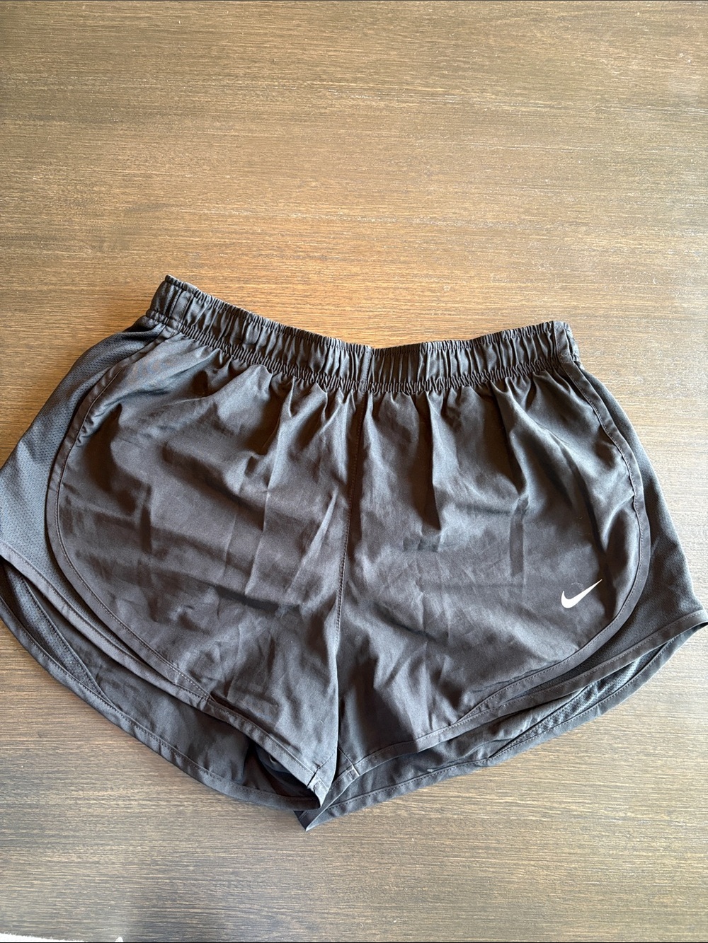 Nike Women's Black Athletic Shorts with White Swoosh
